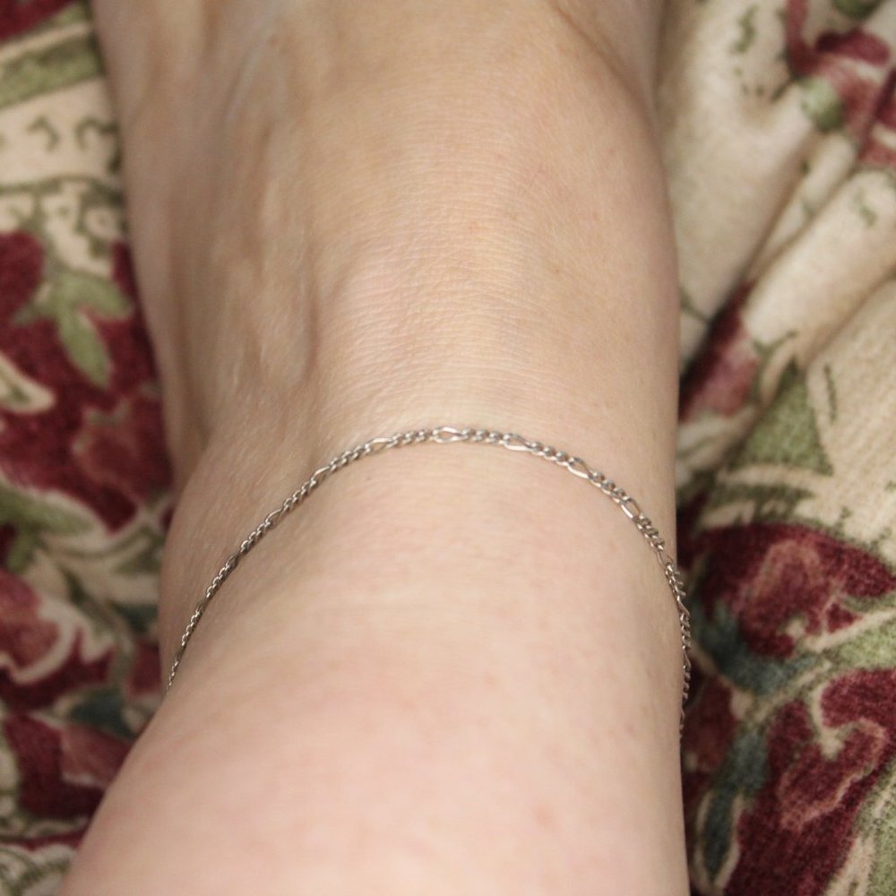 Vintage Sterling Silver 925 Italy Figaro Chain Ankle Bracelet Anklet Signed A-Z